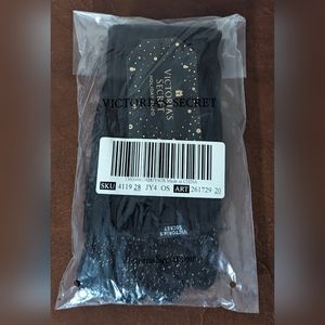 Victoria's Secret Metallic Knit Soft Gloves Holiday 2020 Black & Silver Women's